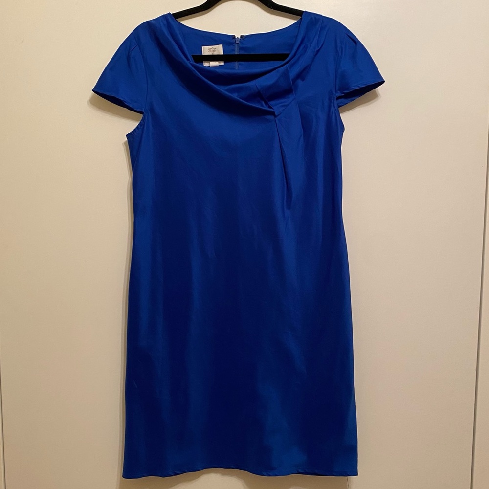 Royal blue sateen cotton asymmetrical dress